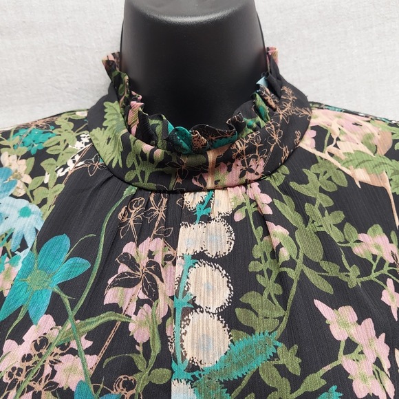 Melonie T Dress Floral Tiered Ruffle Neck Whimsigoth Fairy Goth Cottagecore M - Picture 2 of 16